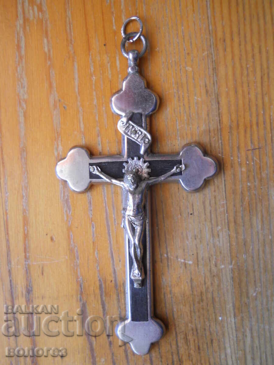 Antique ebony wood priest's cross - Germany