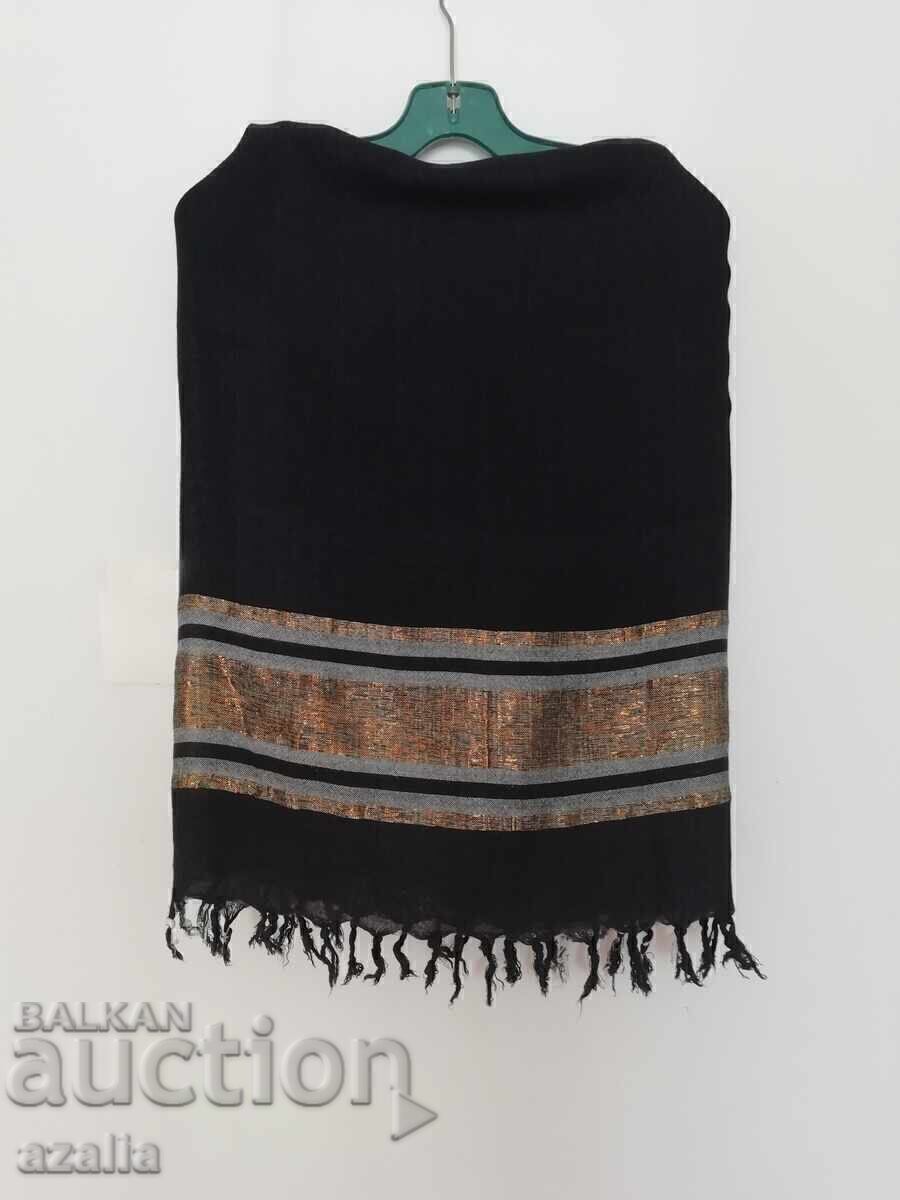 Large black scarf with fringe and light gray stripes with price € 5.60 | 10.95 BGN