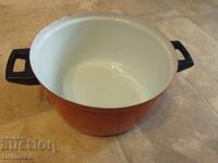 Oală emailată (portocalie) – Ø26 / 14 cm