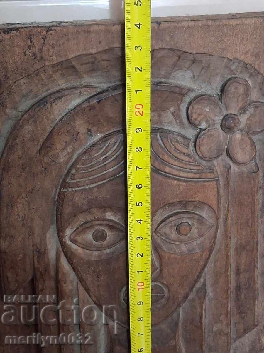 Livrarea Panou vechi din lemn, mască din lemn, sculptură în lemn