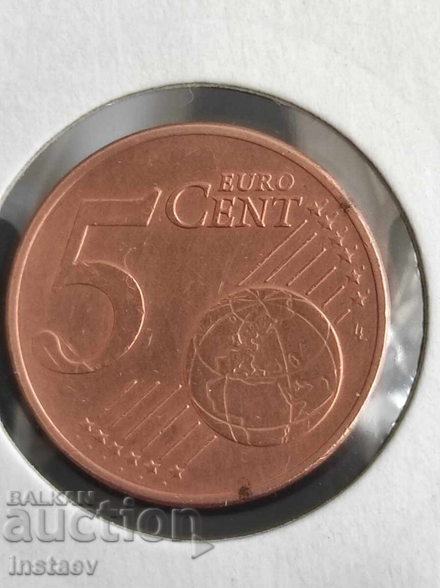 5 евроцента цента с дефект с цена € 1.00 | 1.96 лв.