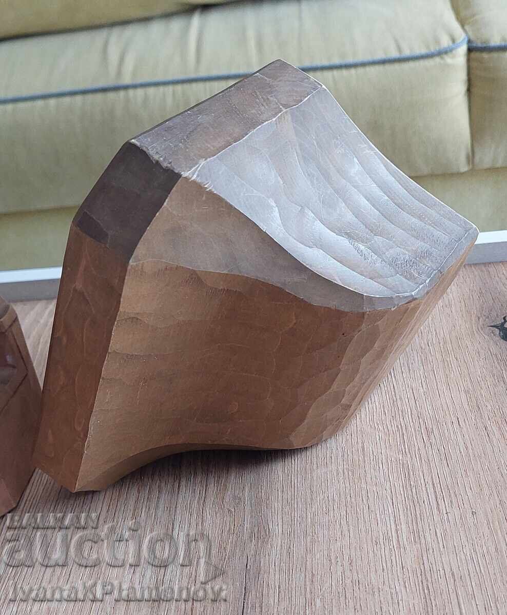 Sculptură în lemn mare, masivă, cu suport de perete pentru cunoscători - 6