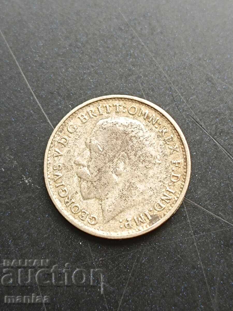 Аукцион 3 пенса 1920 г Сребро ! Аукцион 3 пенса 1920 г Сребро !