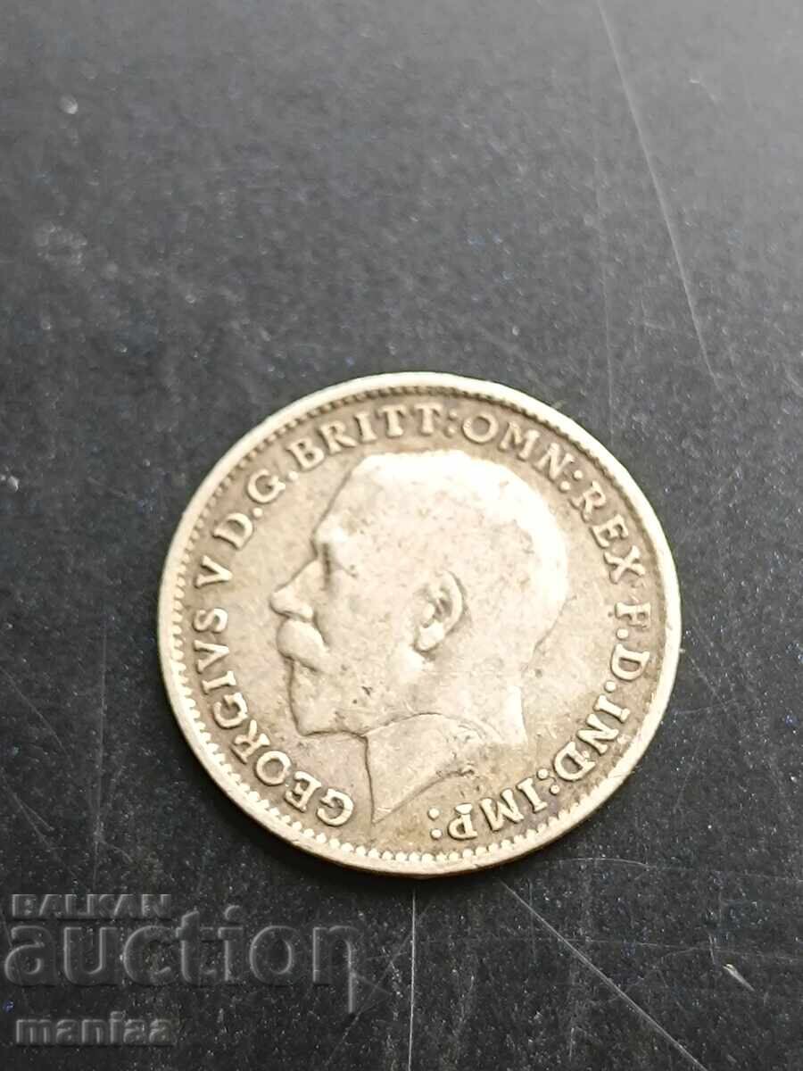 Доставка на 3 пенса  1919 г Сребро !
