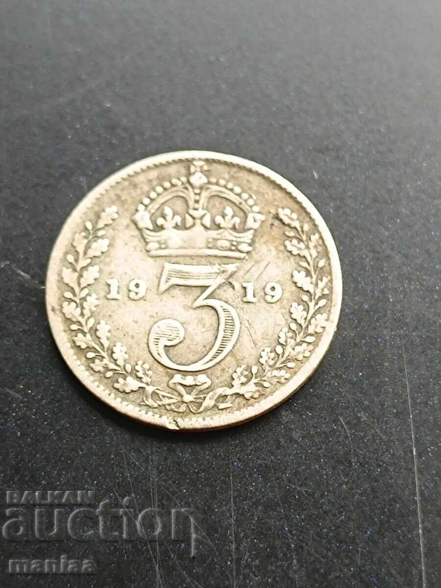 3 пенса  1919 г Сребро !