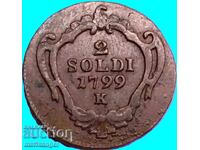 2 Σόλδι 1799 Ιταλία υπό Αυστρία Γκορίτσια Μαρία Θηρεσία