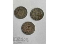 Ελβετία 3 τεμάχια ασημένιο νόμισμα 1/2 φράγκου 1898,1914