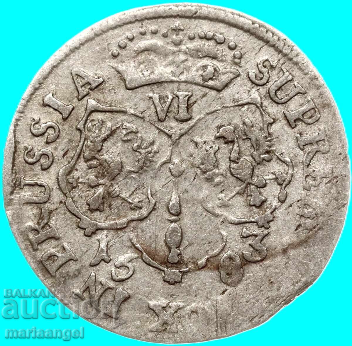 6 гроша 1683 Германия Прусия Кенигсберг сребро с цена € 36.00 | 70.41 лв. 6 гроша 1683 Германия Прусия Кенигсберг сребро с цена € 36.00 | 70.41 лв.