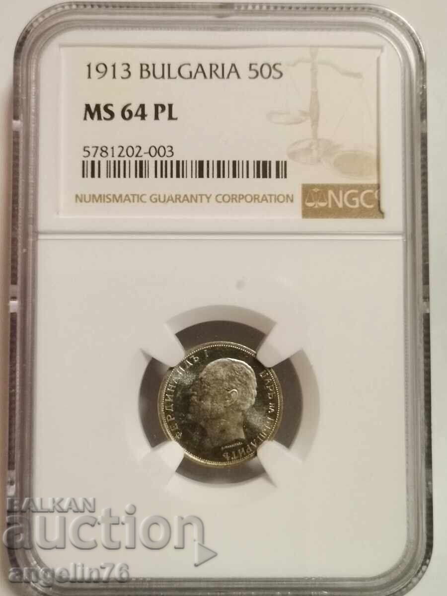 50 stotinki 1913 MS64PL
