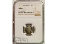 50 stotinki 1913 MS64PL