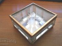 Antique faceted engraved glass jewelry box