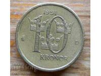 10 крони 1991 г. - Швеция