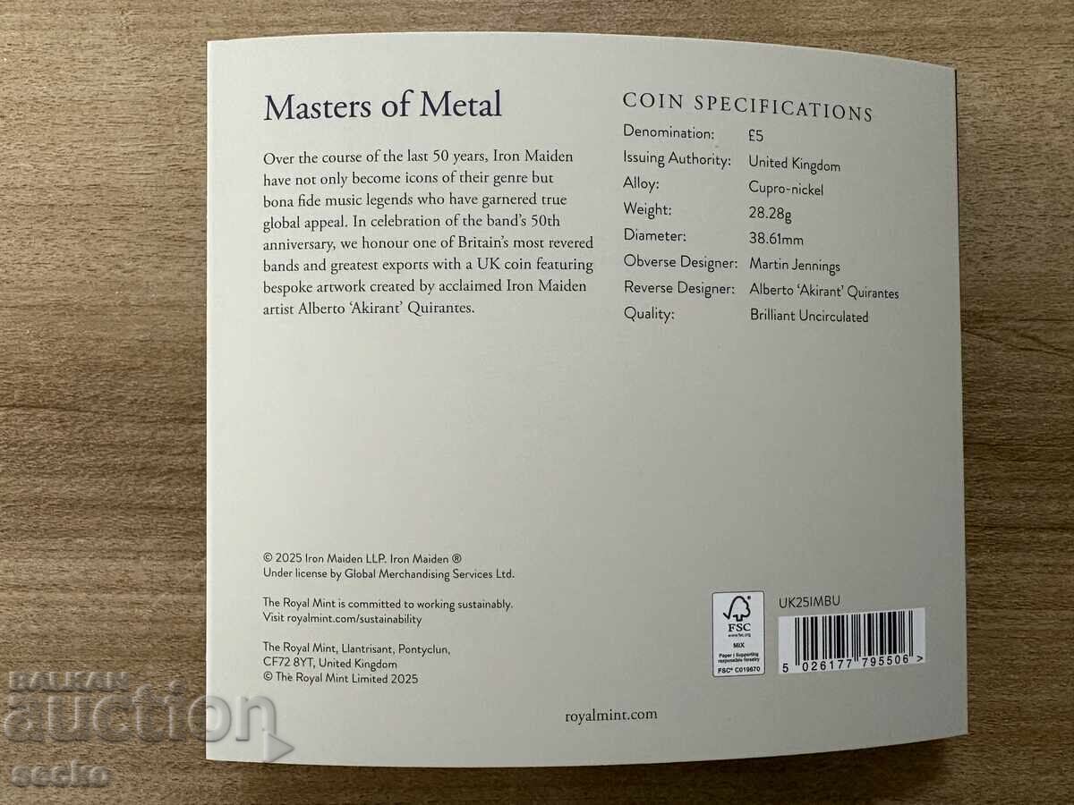 Delivery of Great Britain - 5 Pounds (2025) - Iron Maiden (Cu-Ni) Delivery of Great Britain - 5 Pounds (2025) - Iron Maiden (Cu-Ni)