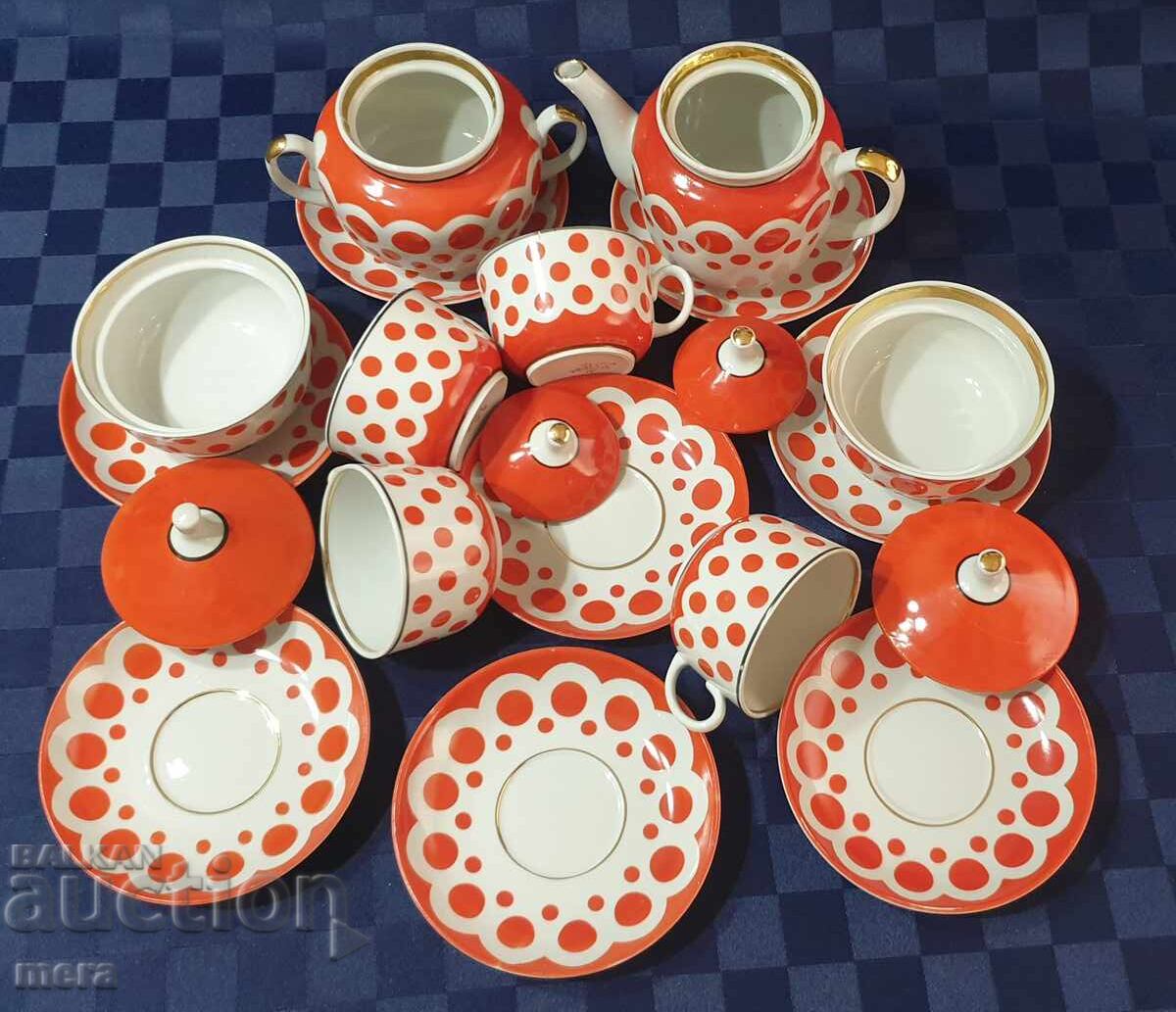 Serviciu de ceai rusesc din porțelan - Fabrica de porțelan Drujkovka - 5 Serviciu de ceai rusesc din porțelan - Fabrica de porțelan Drujkovka - 5