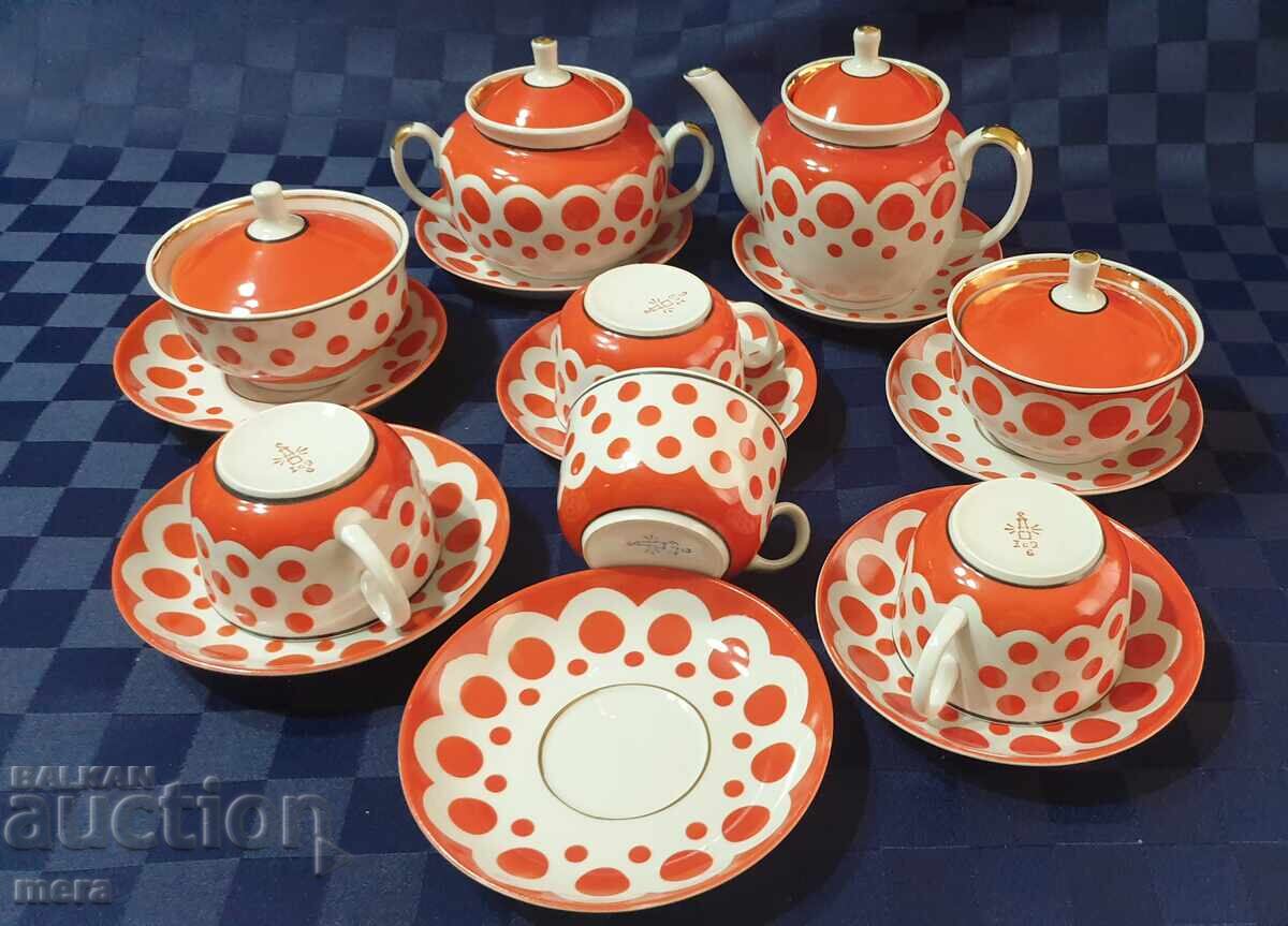 Serviciu de ceai rusesc din porțelan - Fabrica de porțelan Drujkovka - 6 Serviciu de ceai rusesc din porțelan - Fabrica de porțelan Drujkovka - 6