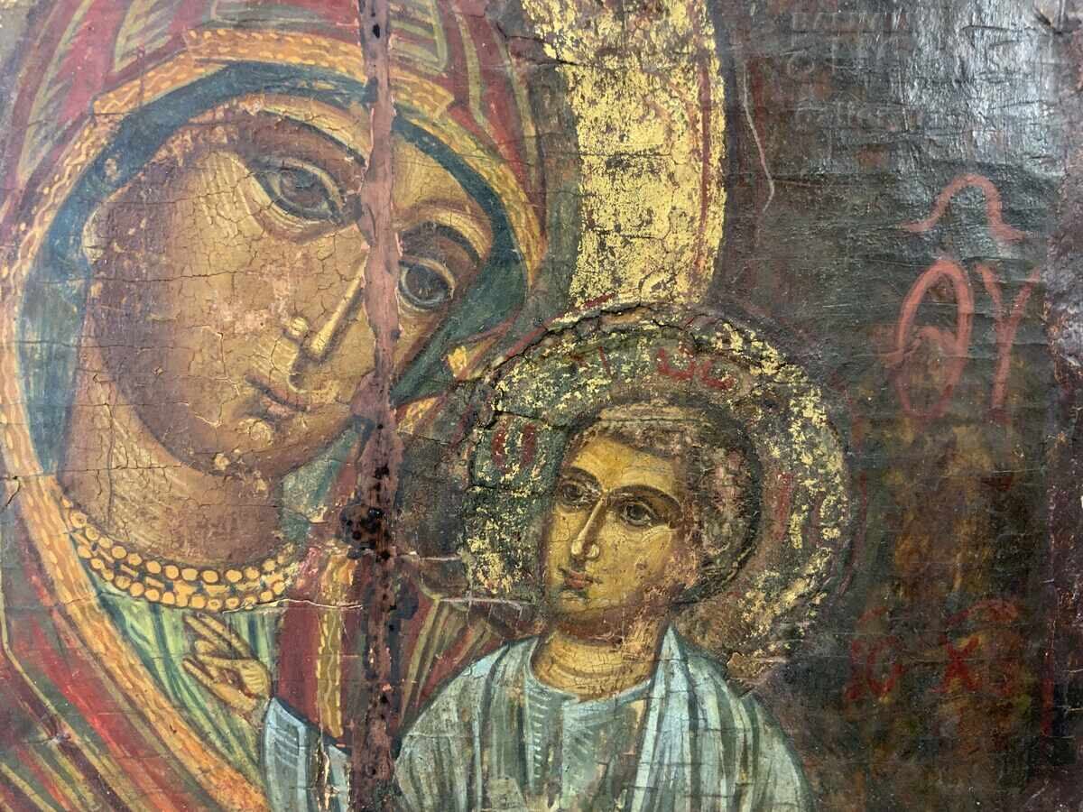 Licitație Veche icoană secolul 18-19 30/26 cm Școala de la Athos