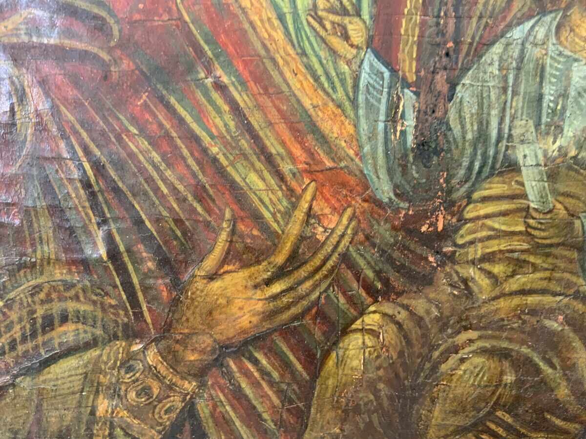 Veche icoană secolul 18-19 30/26 cm Școala de la Athos - 5