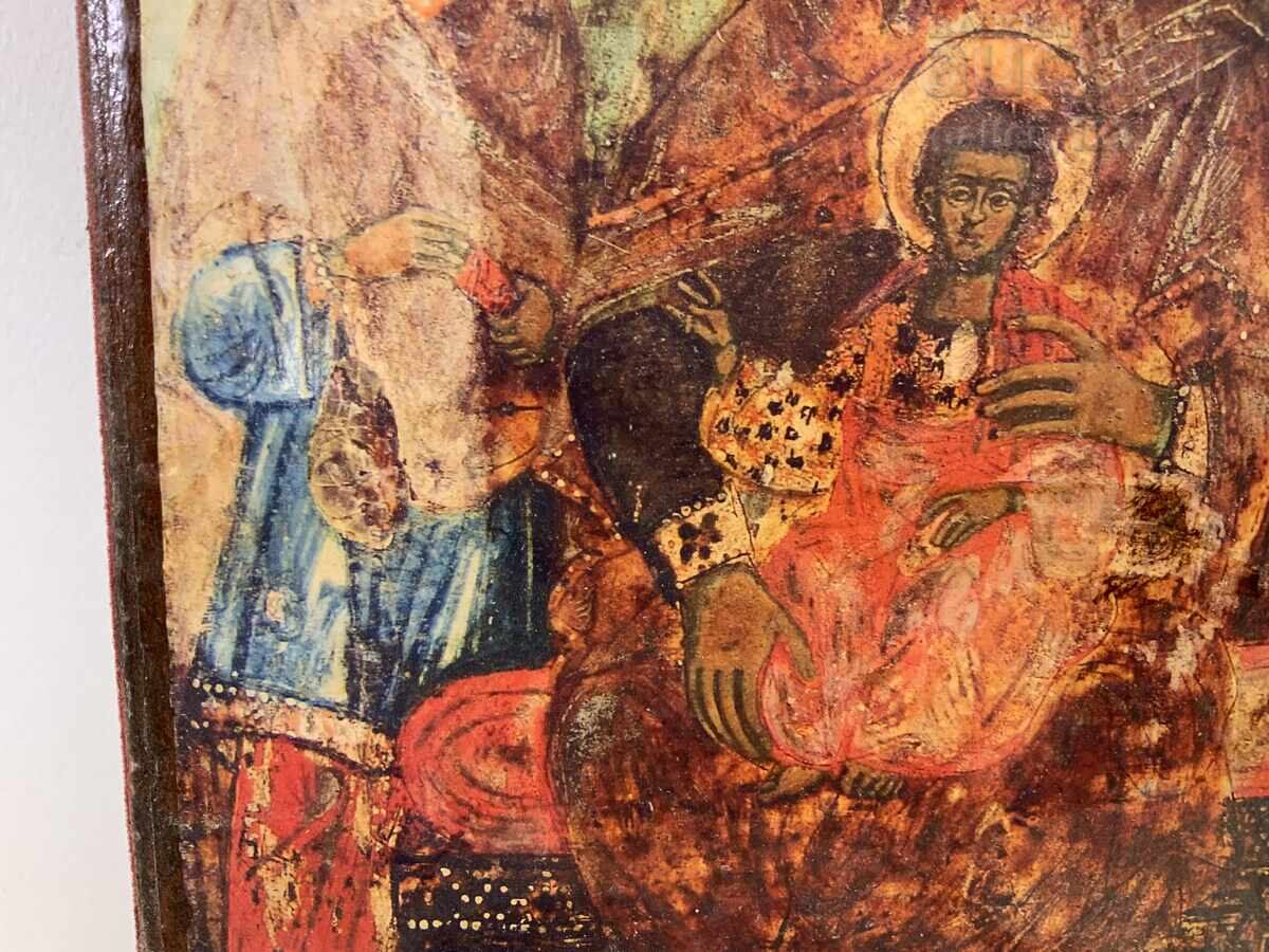 Δημοπρασία Εικόνα ζωγραφισμένη σε ξύλο και βελούδο