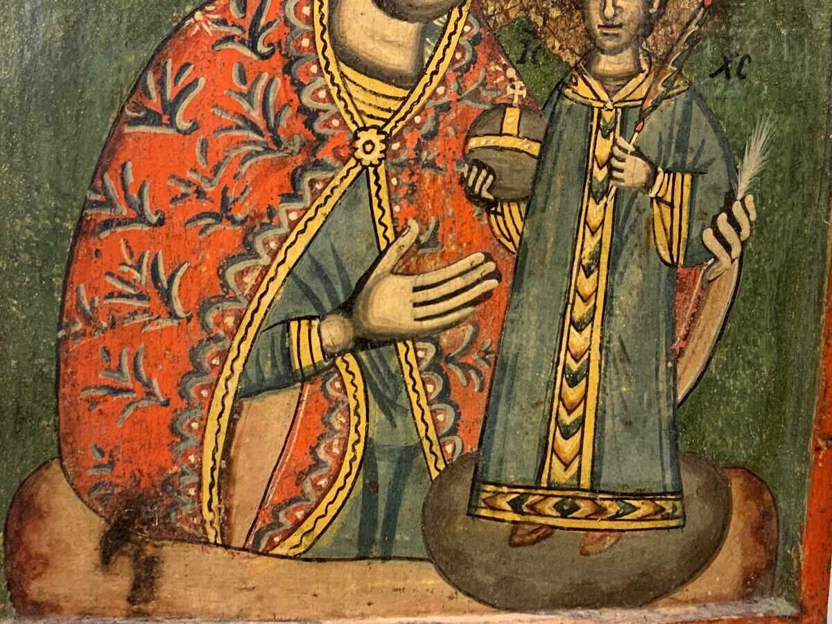 Livrarea Veche icoană bulgărească secolul 18-19 centru Târnova 31-23cm