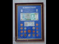Lot de monede și bancnotă în ramă de perete
