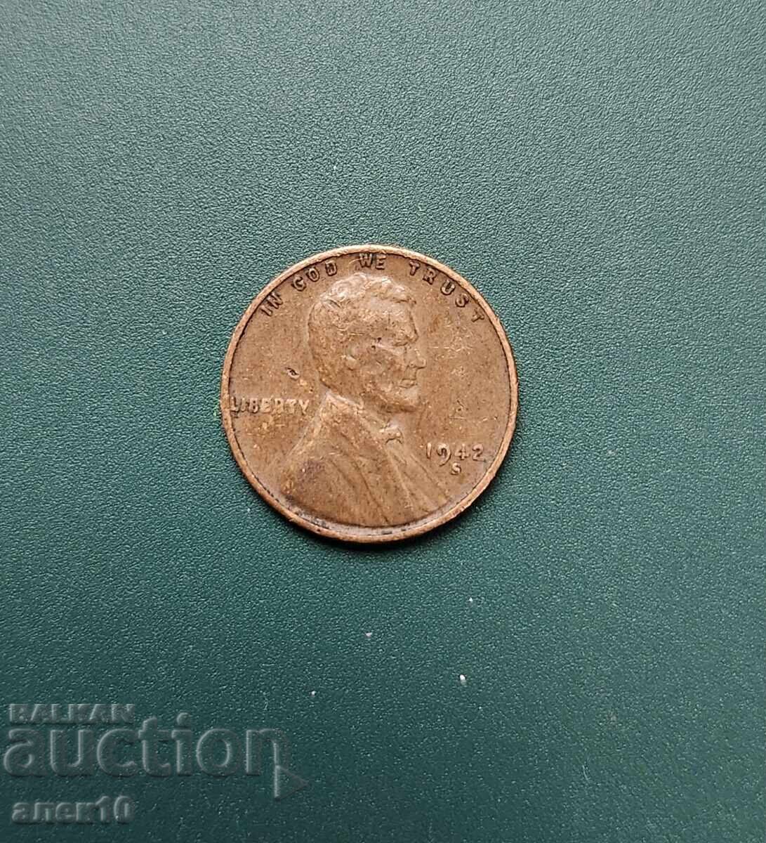 САЩ   1  цент S   1942    а