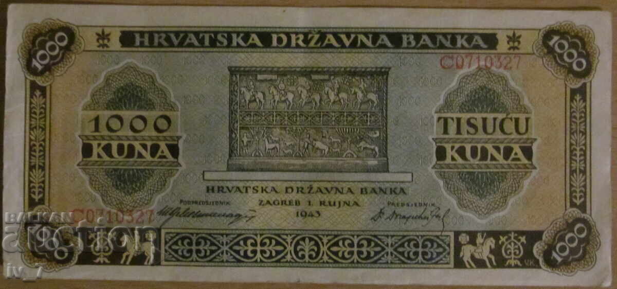 1000 KUNA 1943, Croația