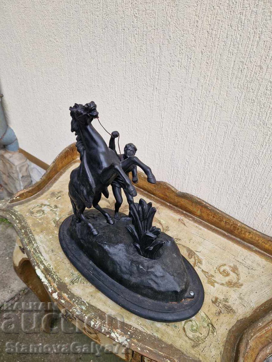 Minunată antică figurină metalică franceză statuetă - 5