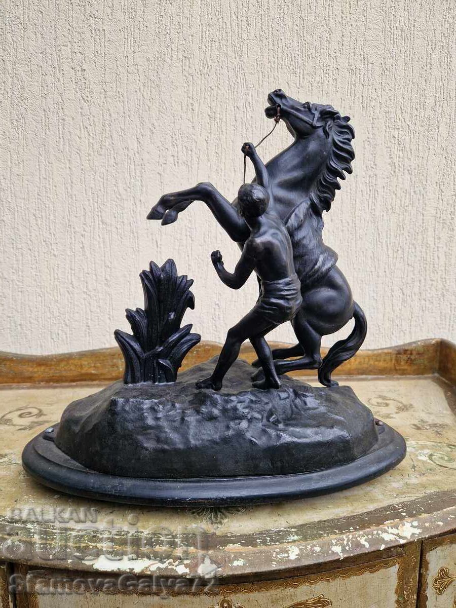 Minunată antică figurină metalică franceză statuetă