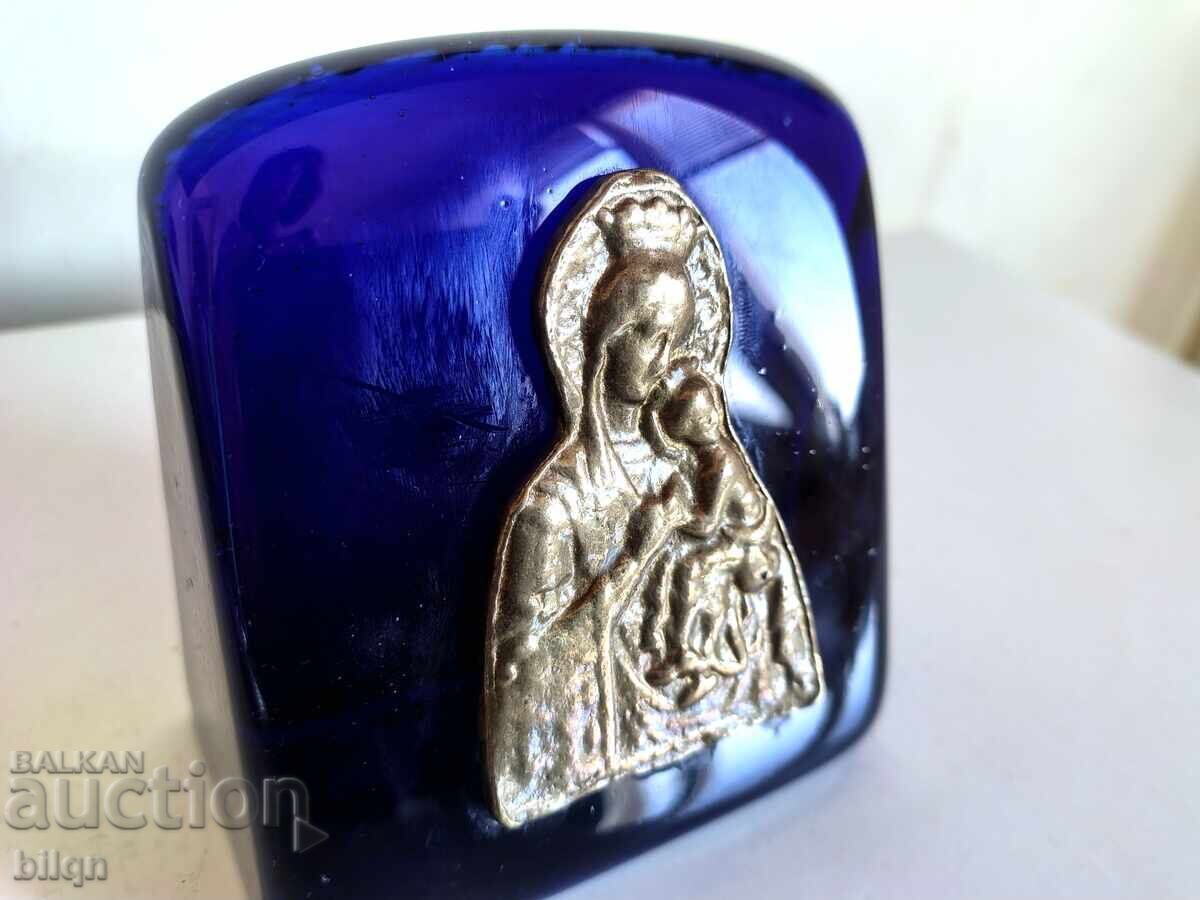 Icon Virgin Mary With Child On Cobalt Glass with price € 9.98 | 19.52 BGN Icon Virgin Mary With Child On Cobalt Glass with price € 9.98 | 19.52 BGN