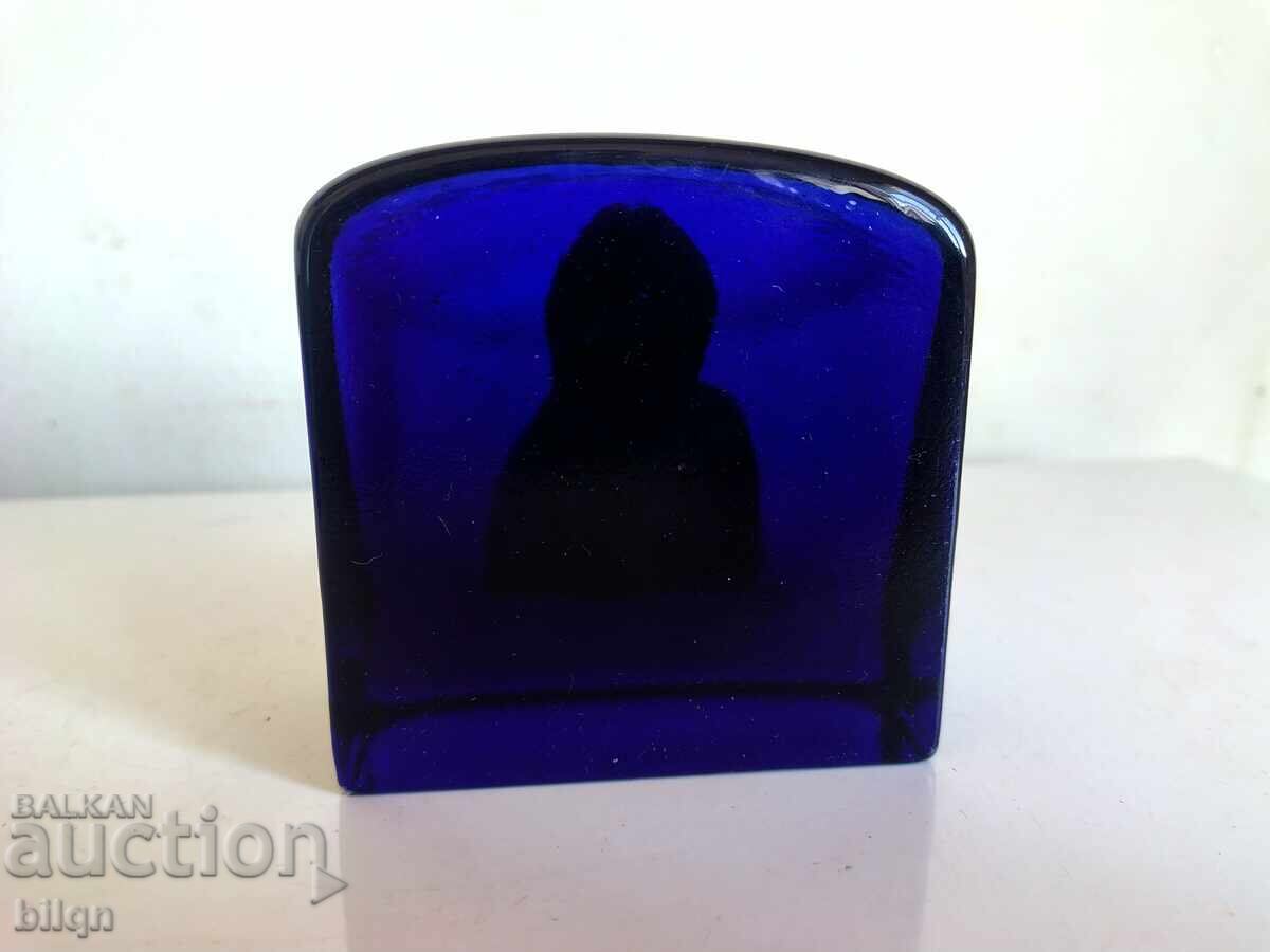 Delivery of Icon Virgin Mary With Child On Cobalt Glass Delivery of Icon Virgin Mary With Child On Cobalt Glass