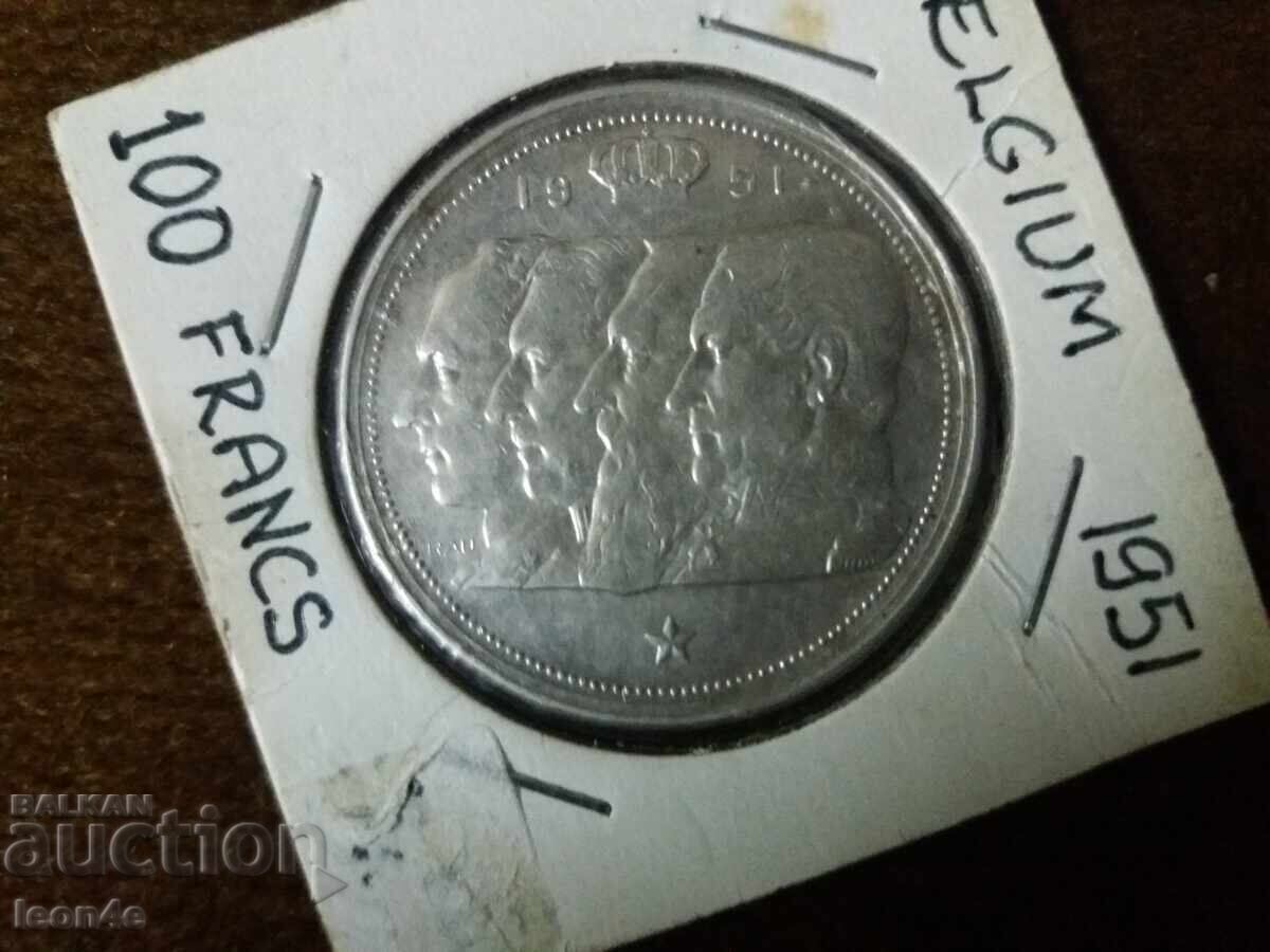 Belgia 100 franci 1951 Argint