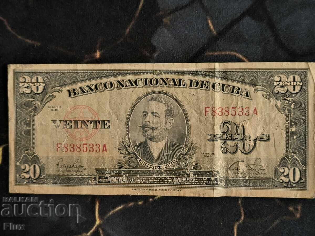 Bancnotă - Cuba - 20 pesos | 1949