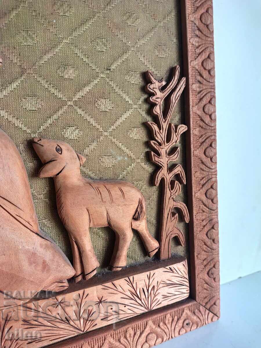 Livrarea Minunată icoană veche sculptată în lemn Iisus Hristos Bunul Păstor Livrarea Minunată icoană veche sculptată în lemn Iisus Hristos Bunul Păstor