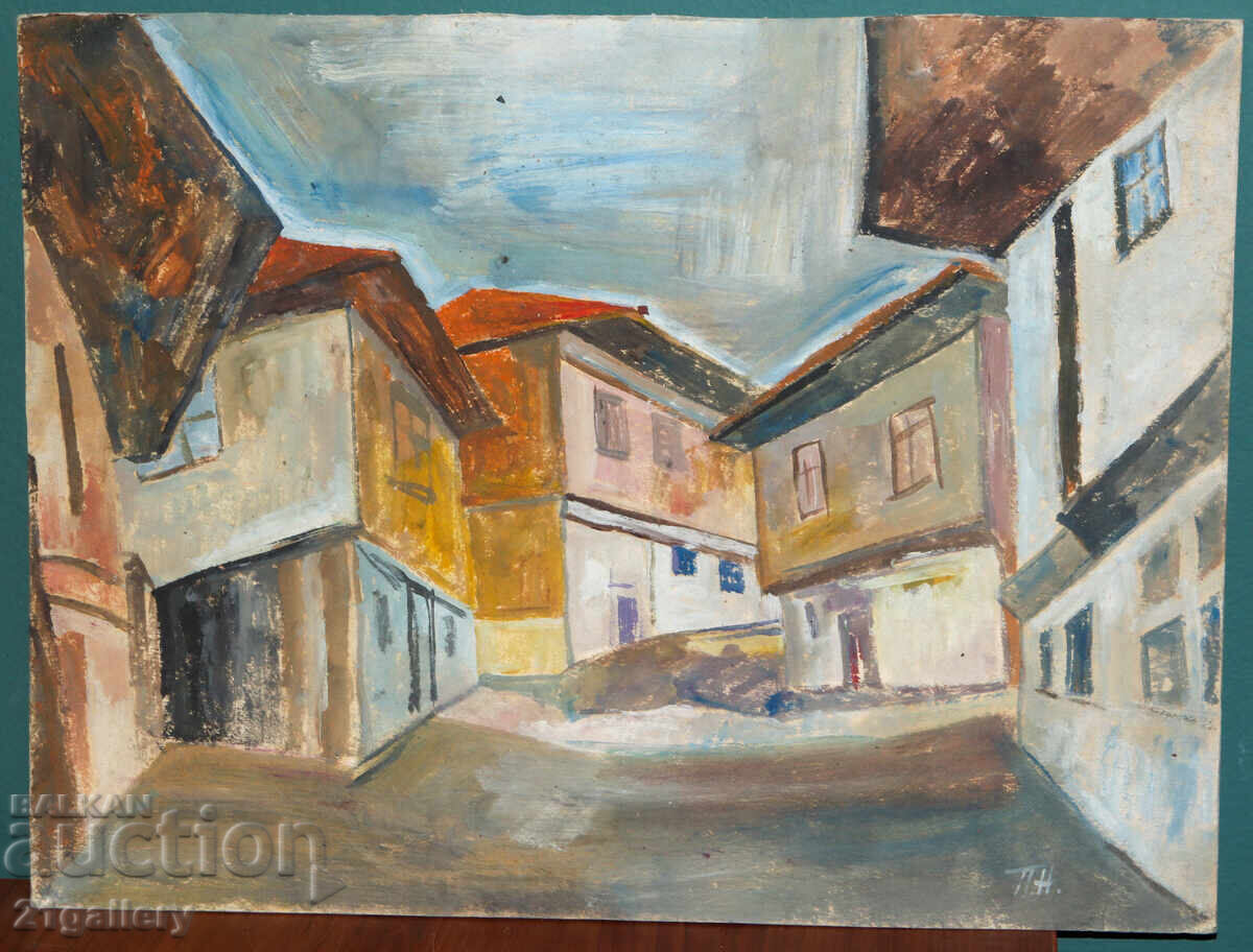 Petŭr Nenov, kartina akvarel gradski peĭzazh με τιμή € 100.00 | 195.58 BGN