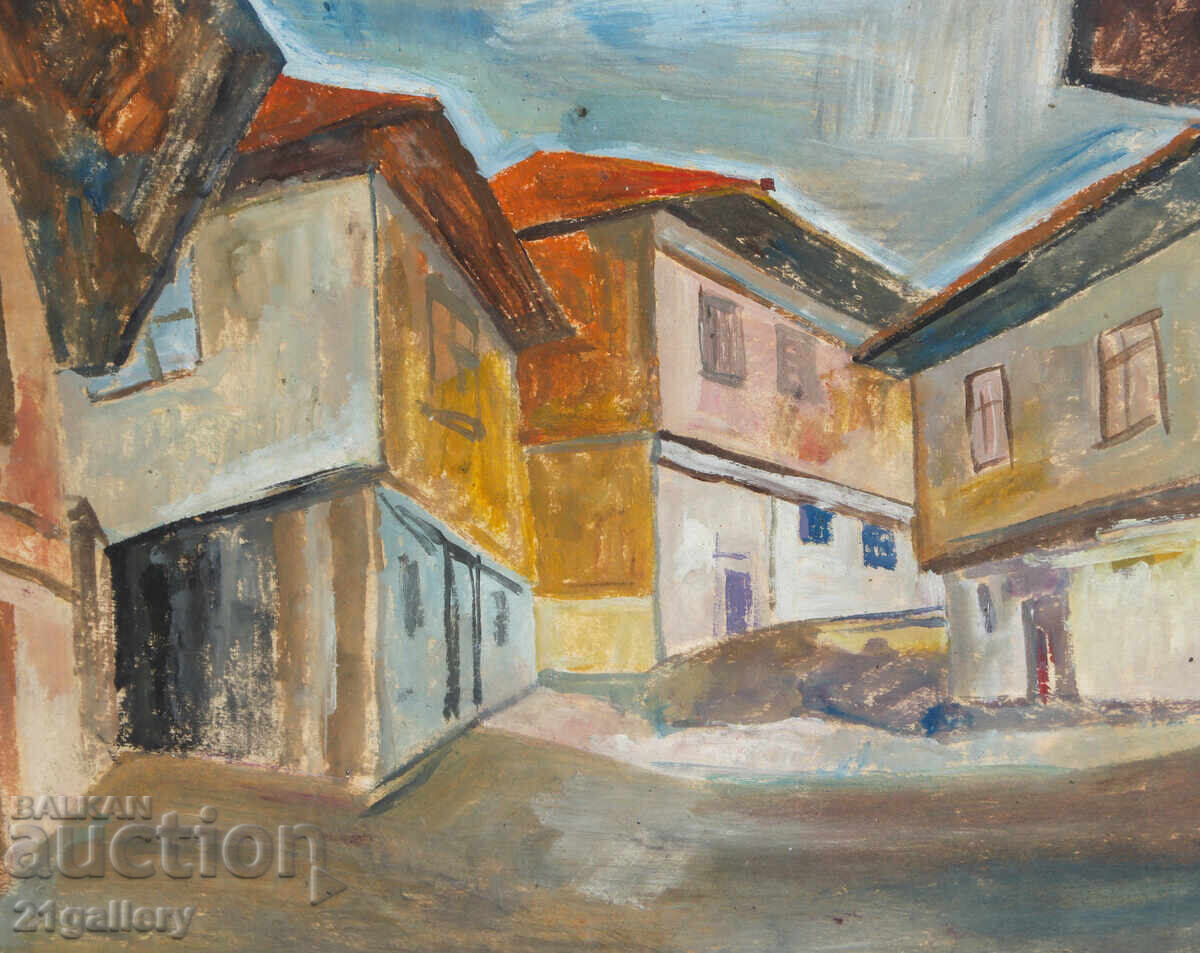 Petŭr Nenov, kartina akvarel gradski peĭzazh - 5