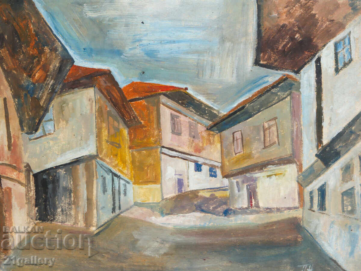 Petŭr Nenov, kartina akvarel gradski peĭzazh