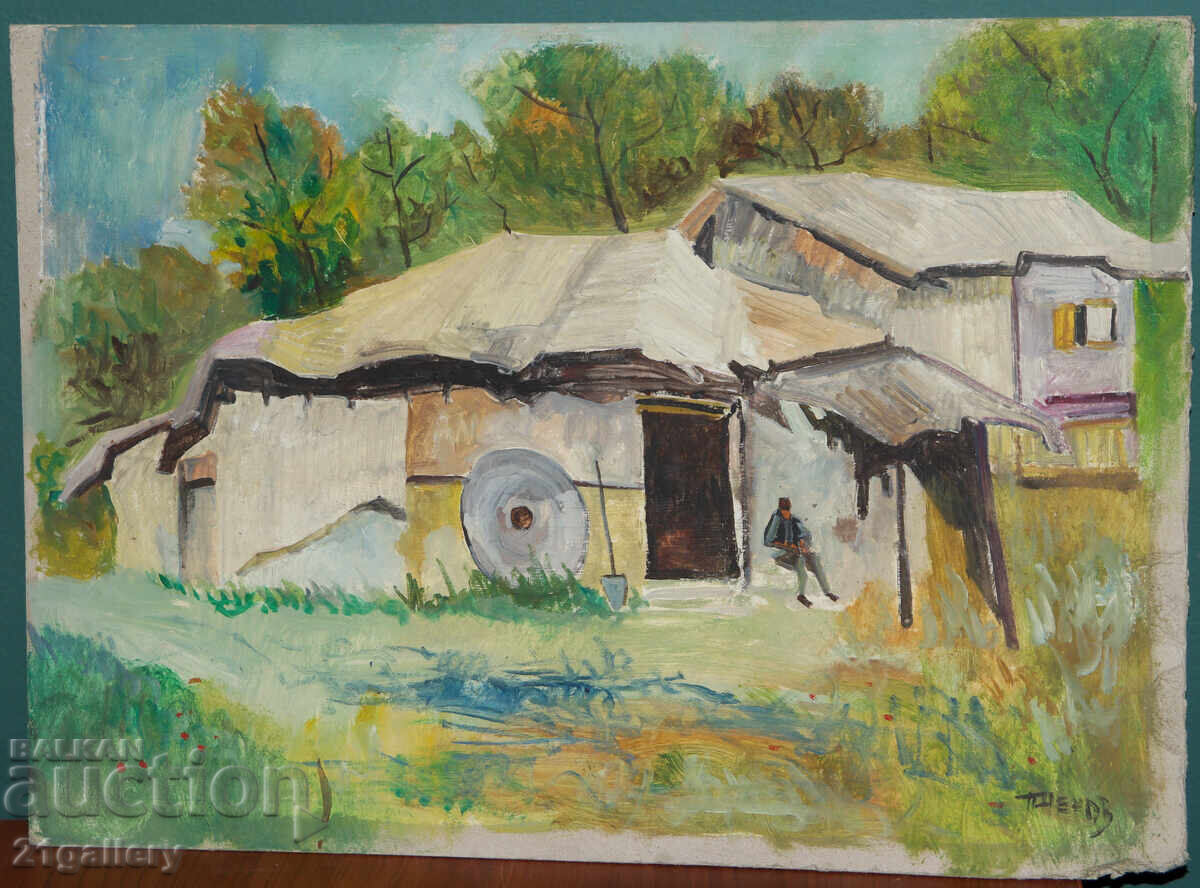 Petŭr Nenov, kartina temperni boi peĭzazh με τιμή € 120.00 | 234.70 BGN