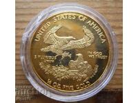 Placă placată cu aur - medalion cu design de vultur american