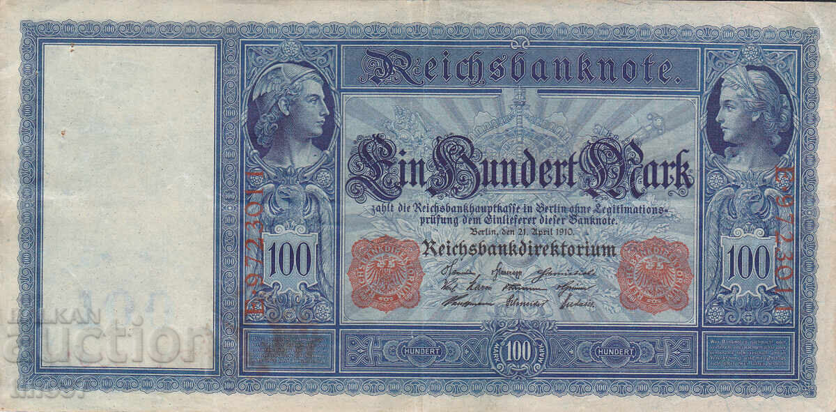 tino37- ΓΕΡΜΑΝΙΑ - 100 ΜΑΡΚΑ - 1910 - VF+ με τιμή € 3.00 | 5.87 BGN tino37- ΓΕΡΜΑΝΙΑ - 100 ΜΑΡΚΑ - 1910 - VF+ με τιμή € 3.00 | 5.87 BGN