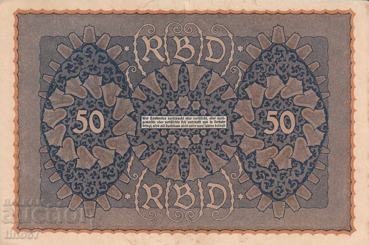 Licitație tino37 - GERMANIA - 50 MARCI - 1919 - XF/AU