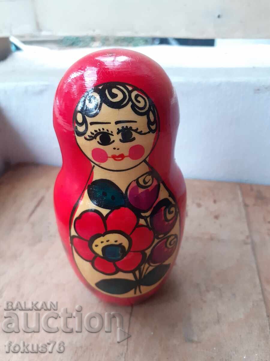 Matrioșka veche rusească din lemn 2 în 1