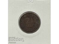 Netherlands 2 1/2 cents 1886