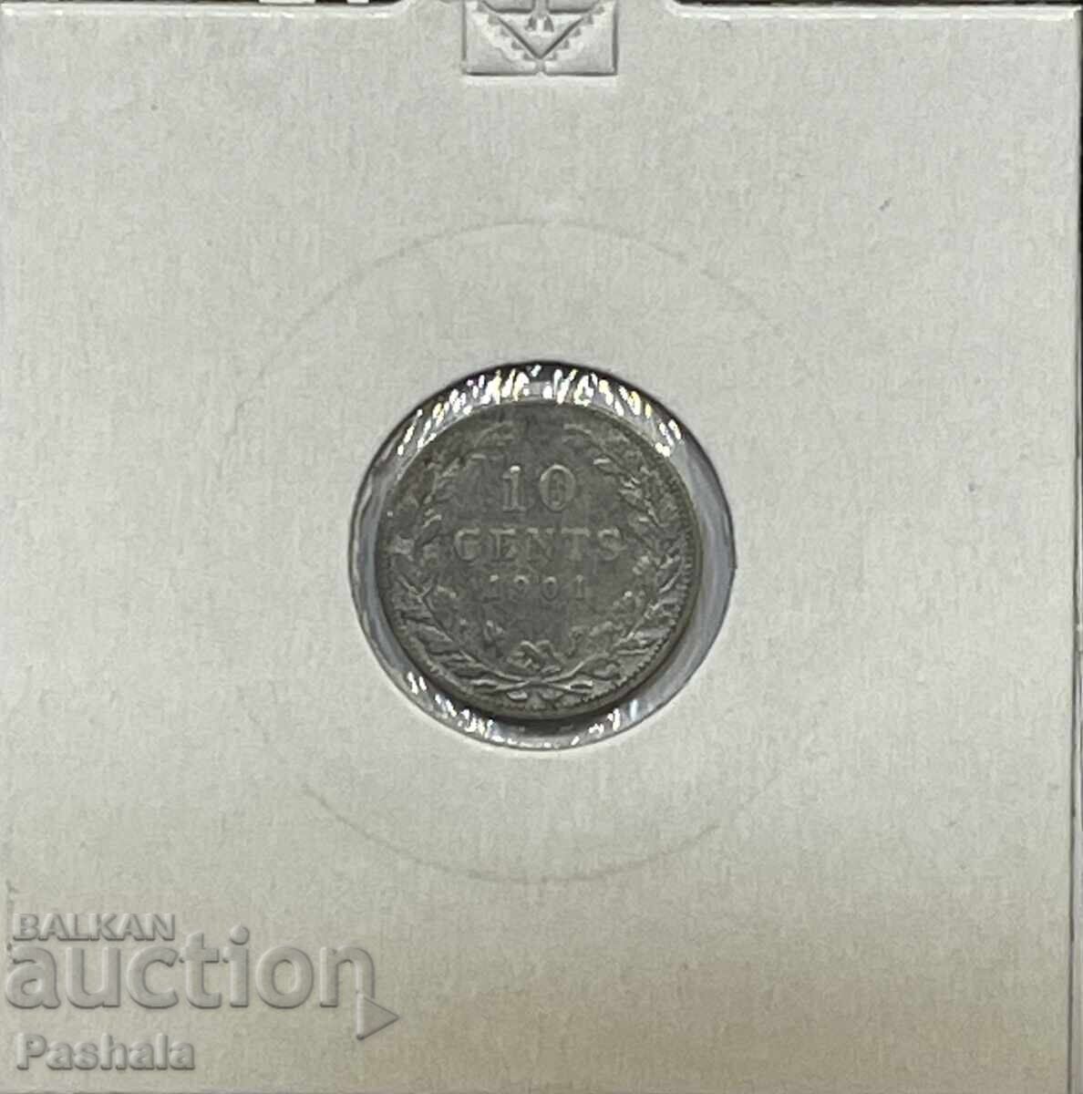 Нидерландия 10 цента 1901 г.