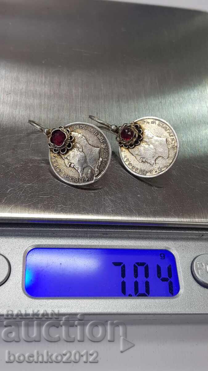Красиви Сребърни Възрожденски Обеци с Монети 1912 - 6