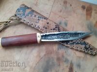 Great hunting Yakutian forged knife with snakeskin sheath