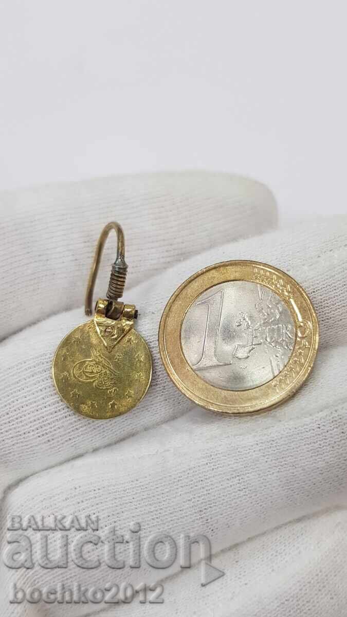 Cercel din argint, placat cu aur, în stil Renaștere, cu monedă - 5