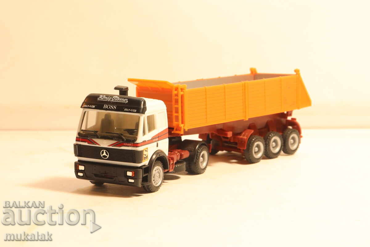 Licitație HERPA H0 1/87 MERCEDES BENZ CAMION CU SEMIREMORCA GONDOLA MODEL