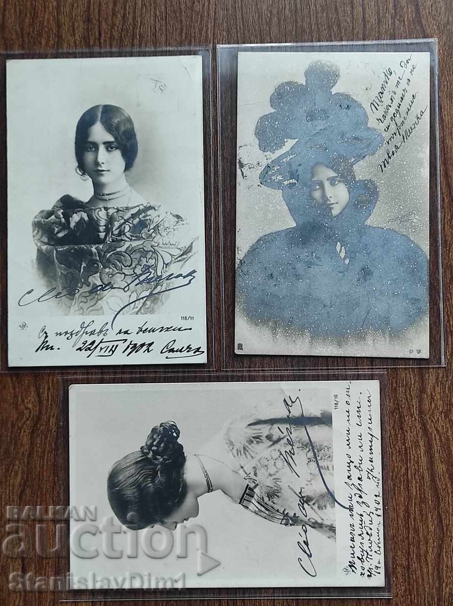 Felicitare Poștală Regatul Bulgariei - Cleo de Merode lot de 3