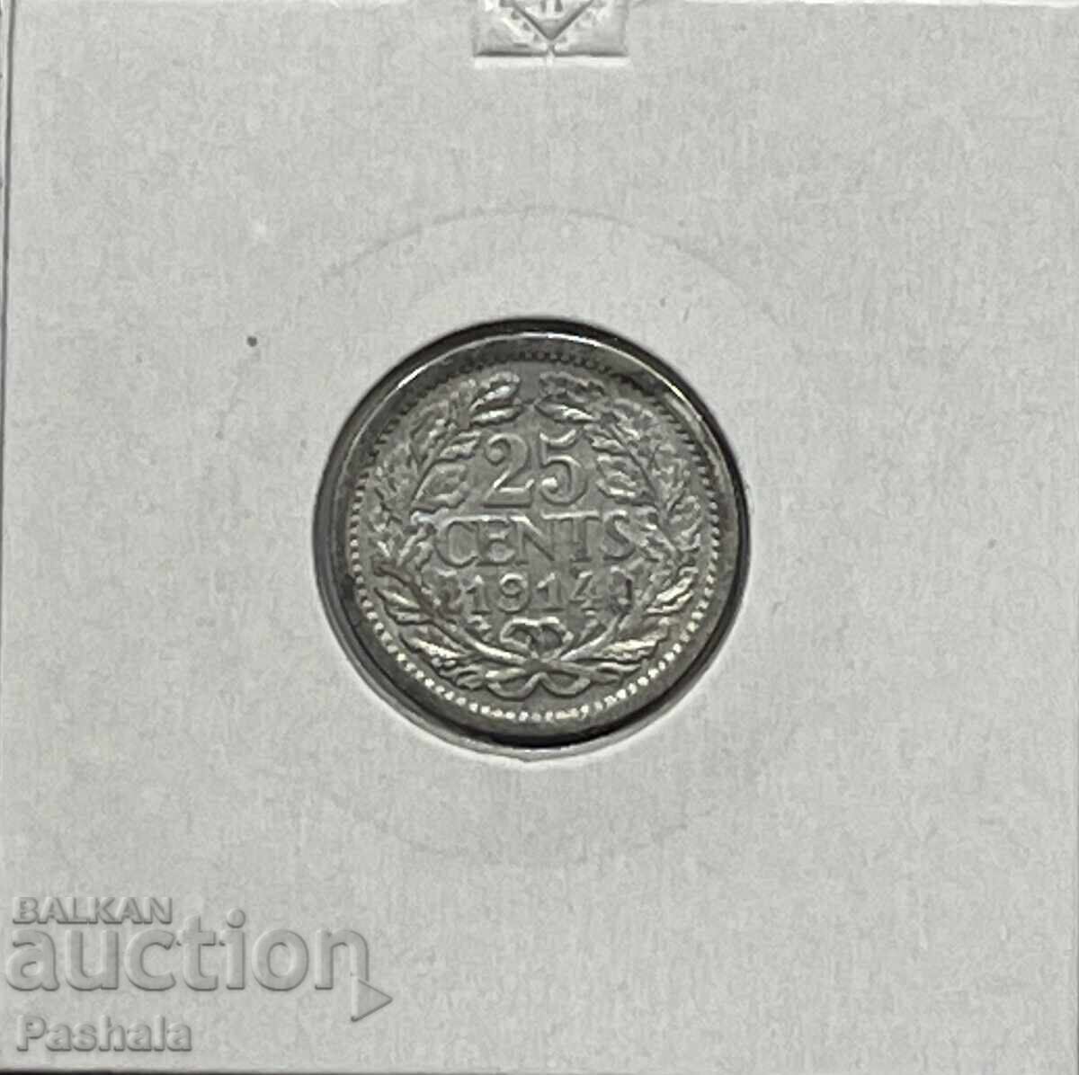 Netherlands 25 cents 1914