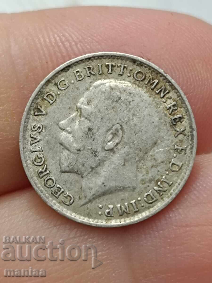 Livrarea 3 pence 1916 Argint! Livrarea 3 pence 1916 Argint!